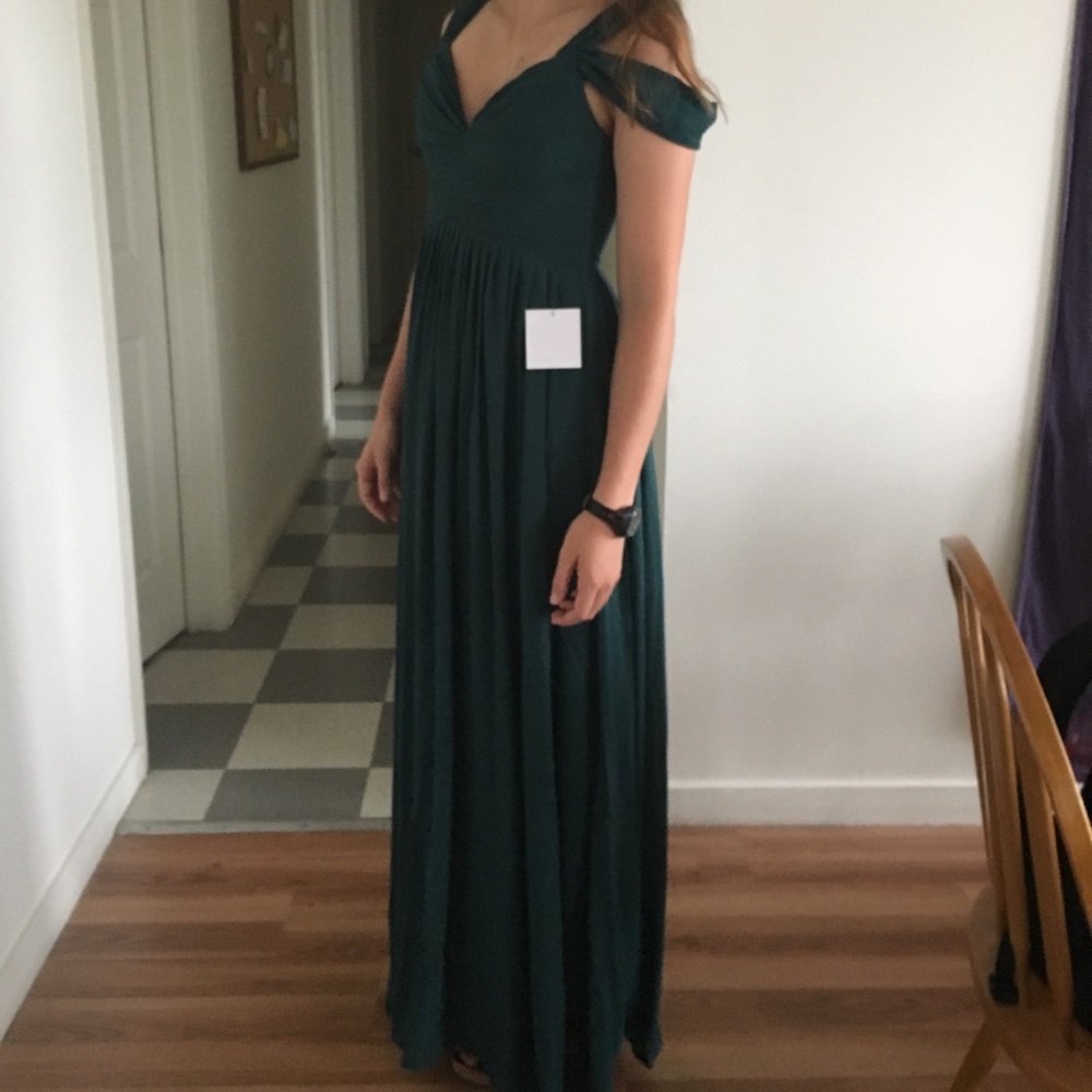 Lulu’s Dark Green Off Shoulder Dress